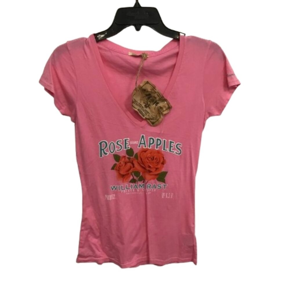 NWT William Rast Womens Size Small Rose Brand Apples Graphic Print T-Shirt NEW